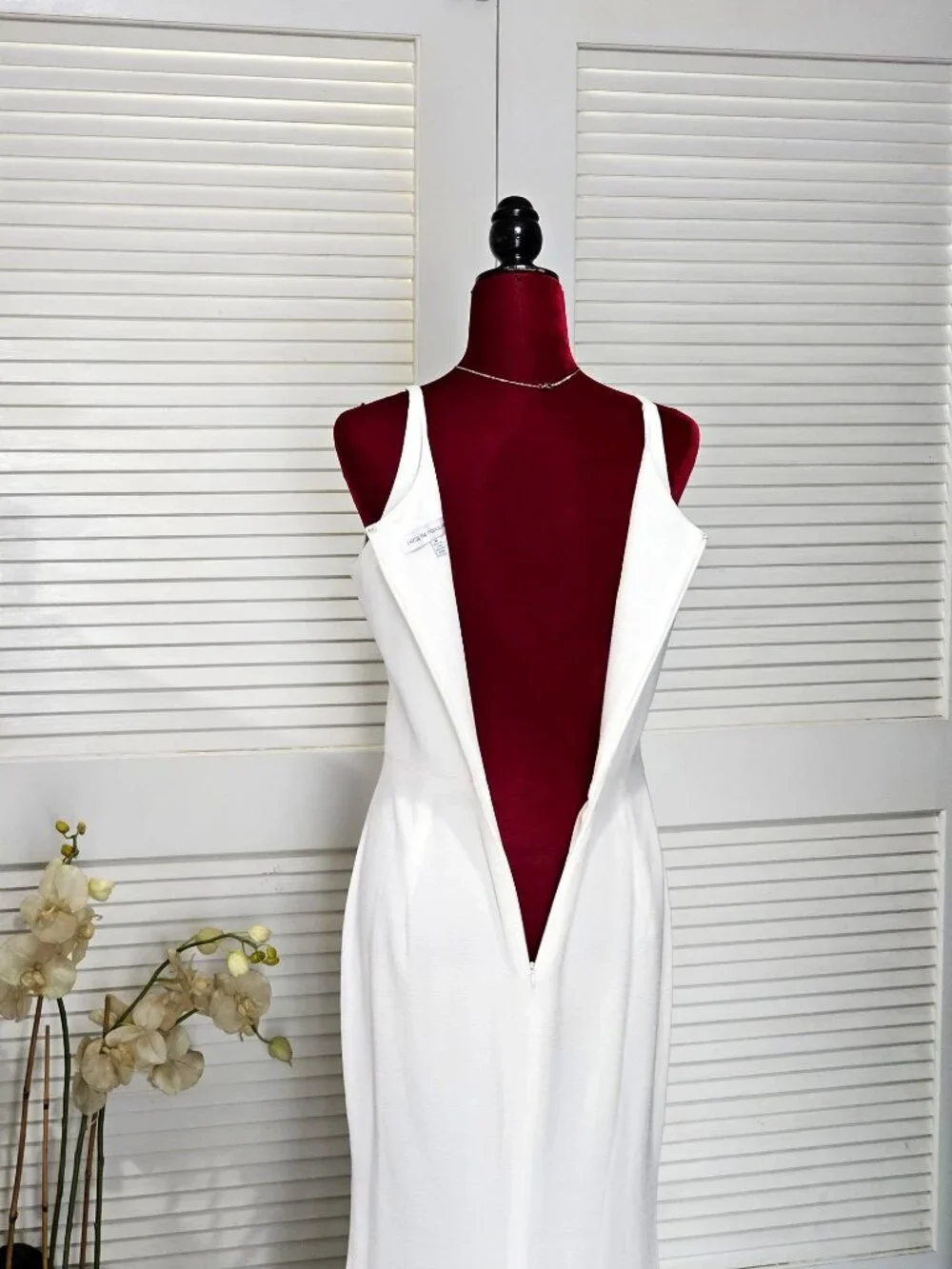 Dress the Population Women's Off White Iris Iris Slit Crepe Gown Dress Sz M 153 - Picture 12 of 13